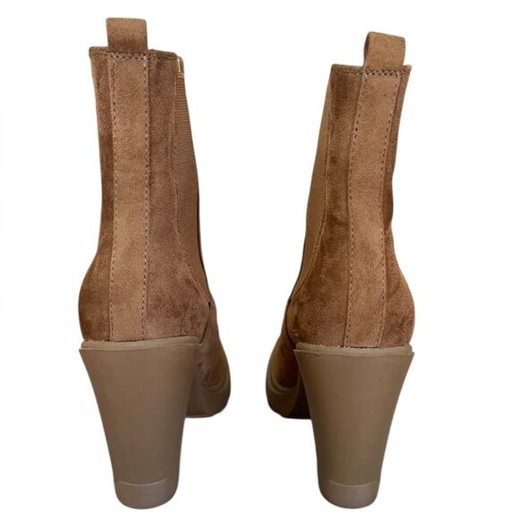 Nine West REAM 2 Chelsea Heeled Booties Natural Suede Block Round Toe Women’s 9 - Picture 8 of 12